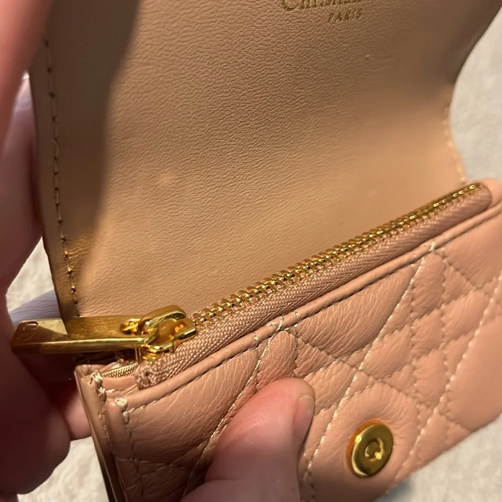 Dior Caro Glycine Wallet in Rose de Vents Supple Cannage Calfskin S5132UWHC_M49P